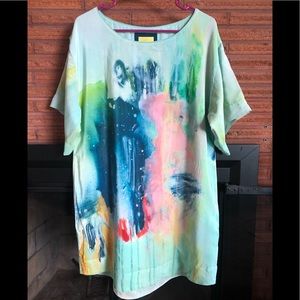 Anthropologie Maeve Watercolor Silk Shirt Dress